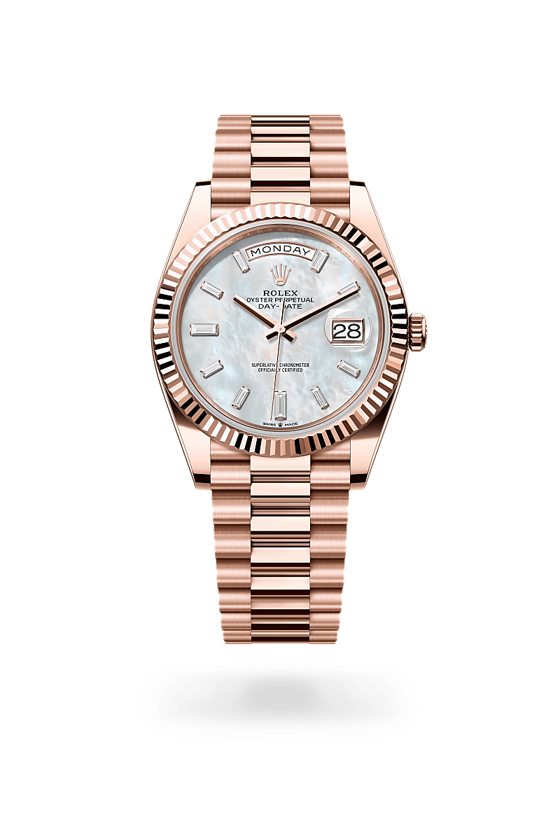 Rolex Day Date 40 in 18 ct Everose gold m228235 0056 Reeds Jewelers